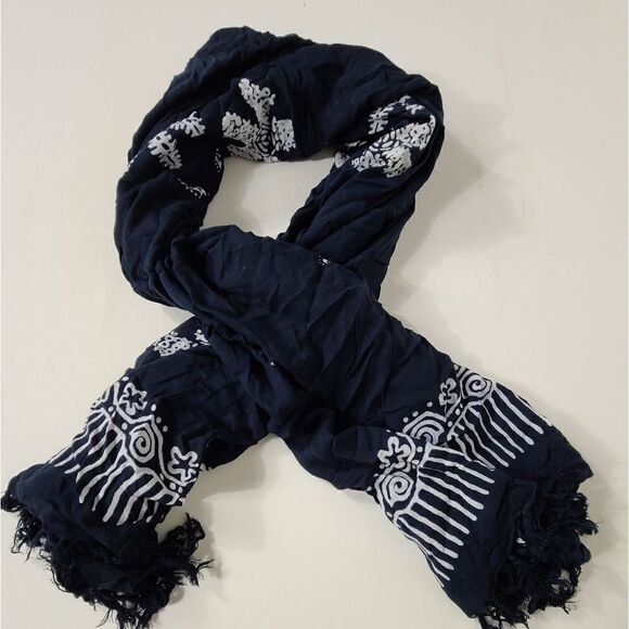 Blue And White Starfish Fring Scarf beach Wrap - Picture 3 of 7